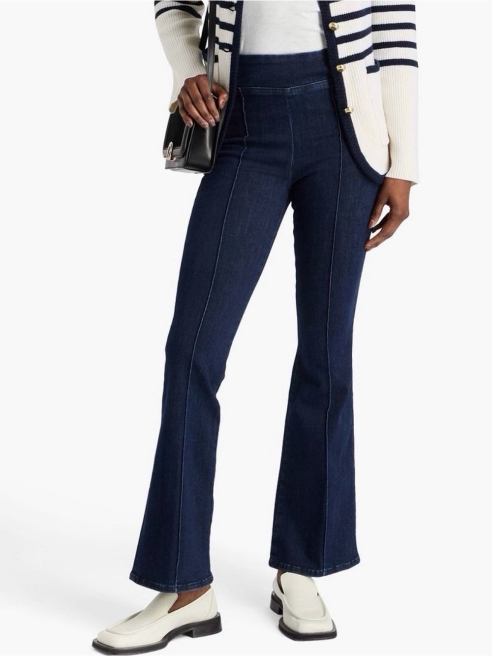 FRAME Jet-Set Pintuck High Rise Flare Jeans Pull On 70’s Stretch Size 2 NWT
